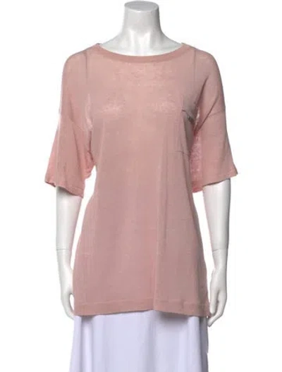 Pre-owned Brunello Cucinelli Linen Bateau Neckline T-shirt In Pink