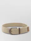 Brunello Cucinelli Linen Belt Braided Design Shiny Loop In Neutral