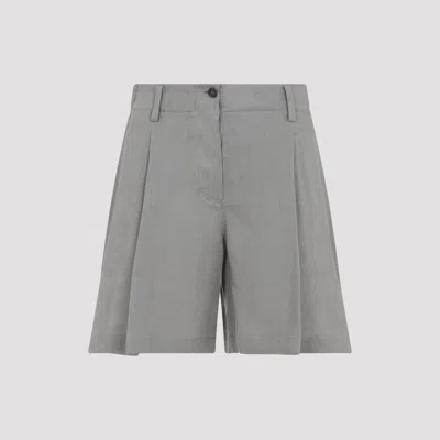 Brunello Cucinelli Linen Bermuda In Gray