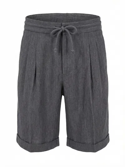 Brunello Cucinelli Linen Bermuda In Gray