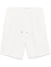 Brunello Cucinelli Men Garment-dyed Bermuda Shorts In Linen Gabardine With Drawstring And Pleat