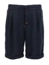 Brunello Cucinelli Black Garment-dyed Linen Bermuda Shorts In Blue