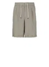 Brunello Cucinelli Linen Bermuda Shorts In Gray