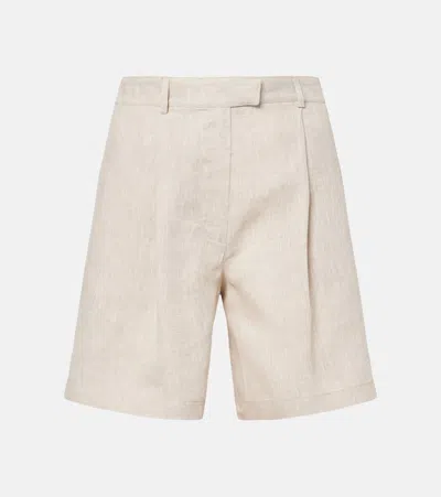 Brunello Cucinelli Linen Bermuda Shorts In Beige
