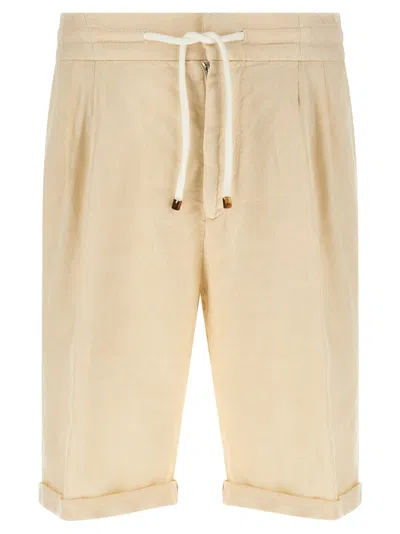 Brunello Cucinelli Linen Bermuda Shorts Bermuda And Short Beige In Multi