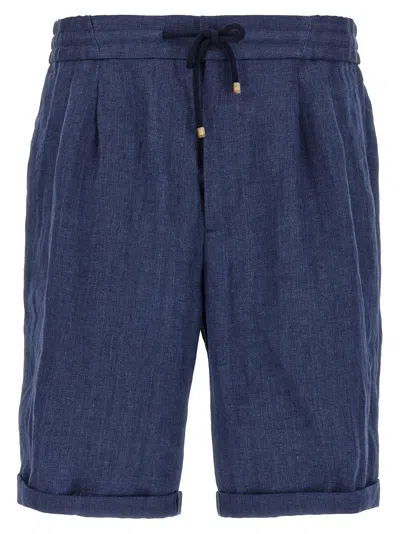 Brunello Cucinelli Linen Bermuda Shorts Bermuda And Short Blue