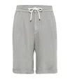 Brunello Cucinelli Linen Bermuda Shorts In Grey