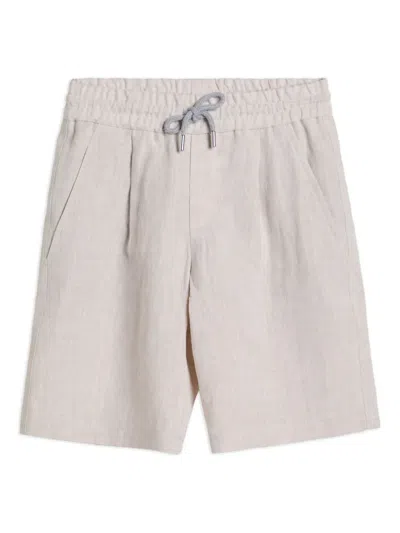 Brunello Cucinelli Kids' Linen Bermuda Shorts In Neutrals