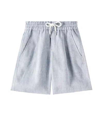Brunello Cucinelli Kids' Linen Bermuda Shorts In Polvere
