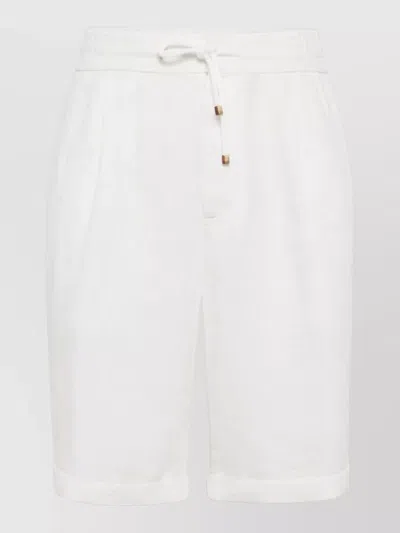 BRUNELLO CUCINELLI LINEN BERMUDA SHORTS ROLLED HEM SIDE POCKETS
