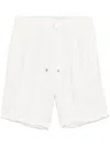 Brunello Cucinelli Men Garment-dyed Bermuda Shorts In Linen Gabardine With Drawstring And Pleat In White