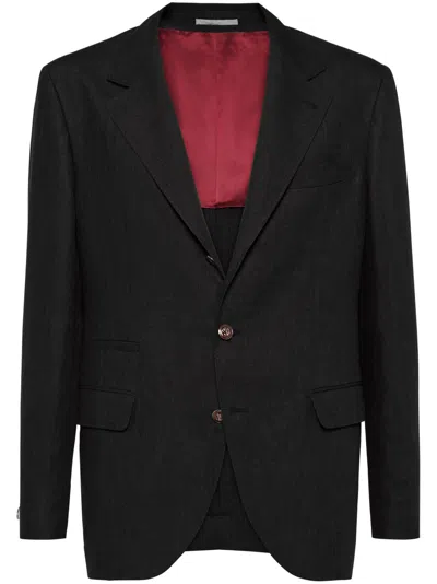 Brunello Cucinelli Linen Blazer In Black