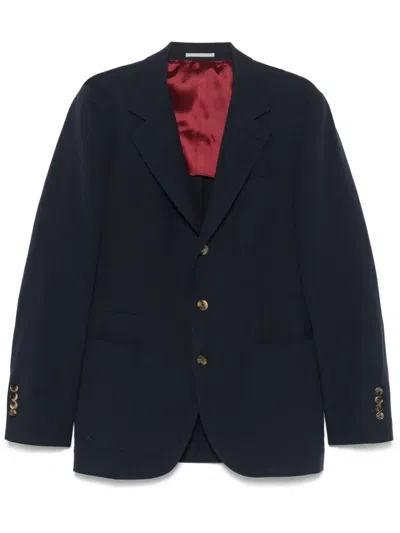 Brunello Cucinelli Linen Blazer In Blue