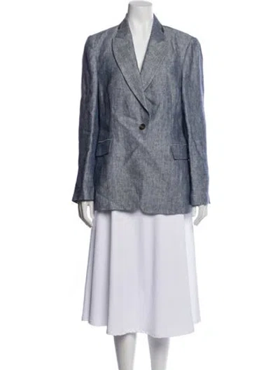 Pre-owned Brunello Cucinelli Linen Blazer In Blue