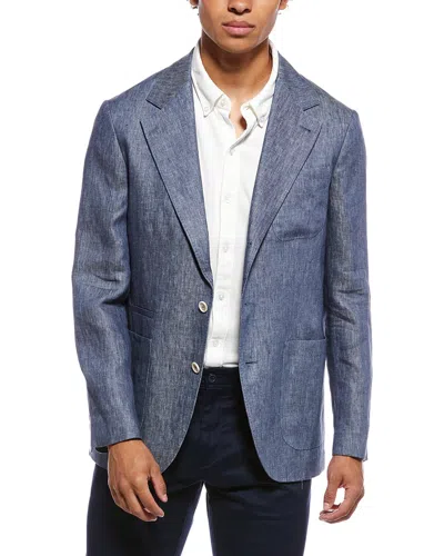 Brunello Cucinelli Linen Blazer In Blue