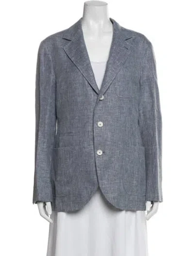 Pre-owned Brunello Cucinelli Linen Blazer In Blue