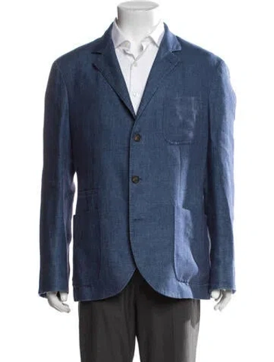 Pre-owned Brunello Cucinelli Linen Blazer In Blue