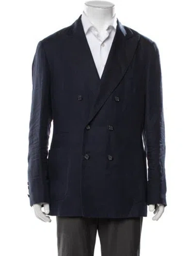 Pre-owned Brunello Cucinelli Linen Blazer In Blue