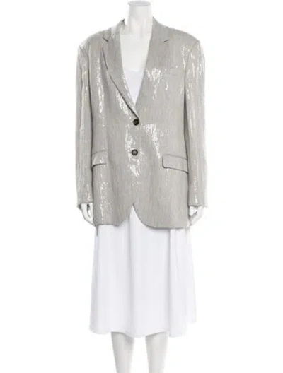 Pre-owned Brunello Cucinelli Linen Blazer In Gray