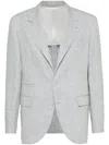 Brunello Cucinelli Linen Unconstructed Blazer In Grey