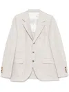 Brunello Cucinelli Single-breasted Twill Blazer In Beige