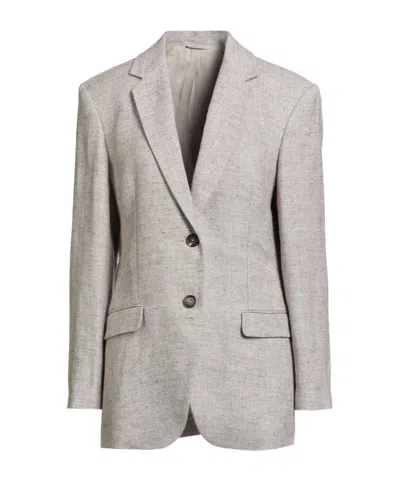 Brunello Cucinelli Linen Blazer In Gray