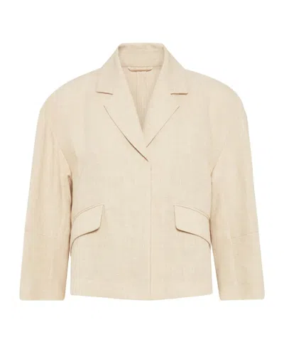 Brunello Cucinelli Linen Blazer In Neutral