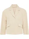 Brunello Cucinelli Linen Panama Cropped Blazer In Neutrals