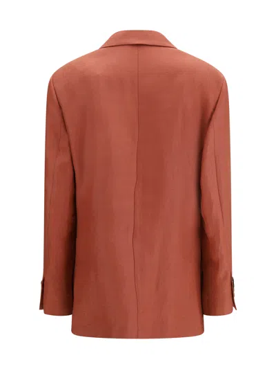 Brunello Cucinelli Linen Blazer In Orange