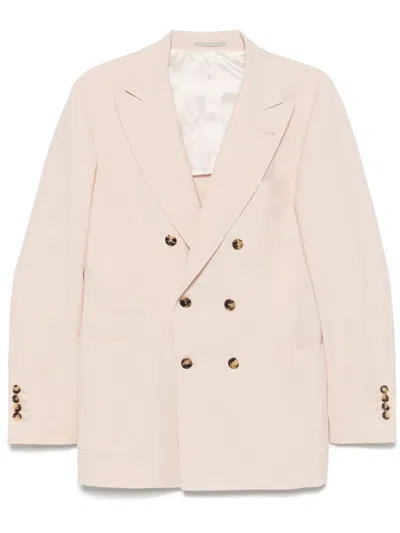 Brunello Cucinelli Linen Blazer In Pink