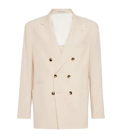 Brunello Cucinelli Linen Blazer In Red