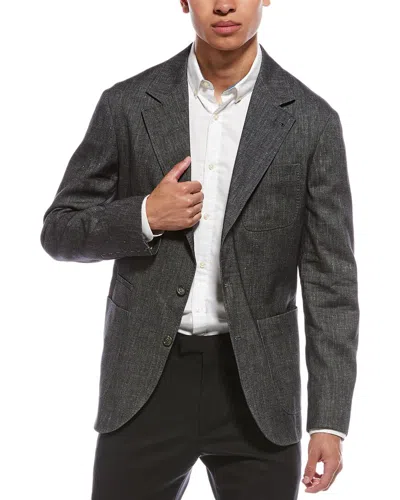 Brunello Cucinelli Linen-blend Blazer In Gray