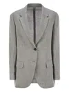 Brunello Cucinelli Linen-blend Blazer In Gray