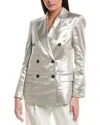 Brunello Cucinelli Metallic Linen Double-breasted Blazer Jacket In Multi