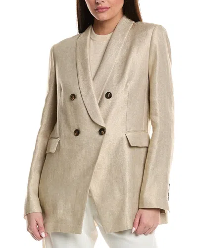 Brunello Cucinelli Linen-blend Blazer In Multi