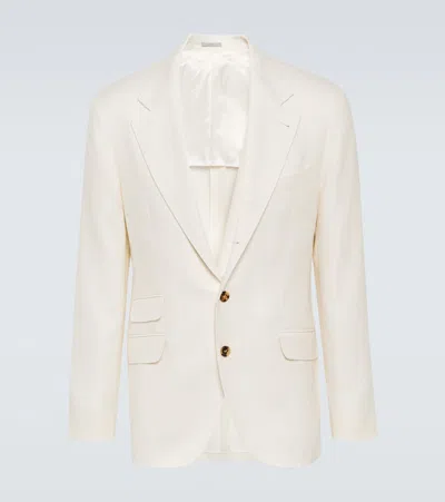 Brunello Cucinelli 亚麻混纺西装式外套 In White