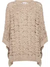 Brunello Cucinelli Open-knit Lightweight Top With Wide Sleeves