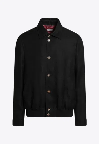Brunello Cucinelli Black Linen Blend Jacket