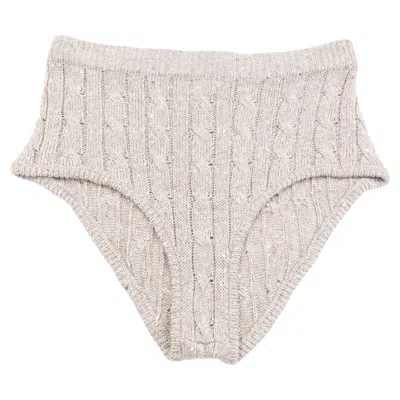 Pre-owned Brunello Cucinelli Linen Blend Cable Knit Mini Shorts With Sequins, M In Sand