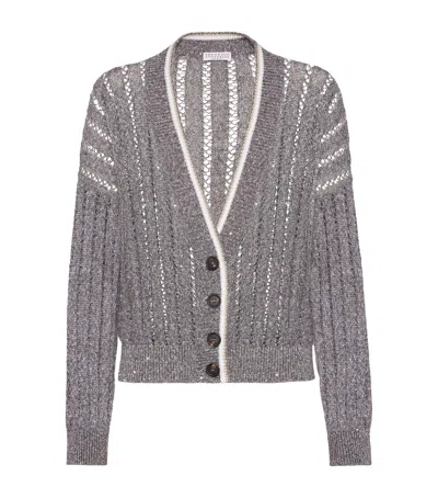BRUNELLO CUCINELLI LINEN-BLEND DAZZLING CARDIGAN