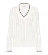 Brunello Cucinelli Perforated Linen Sweater With Sequins In White