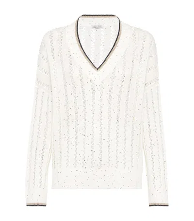 BRUNELLO CUCINELLI LINEN-BLEND DAZZLING SWEATER