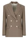 Brunello Cucinelli Linen Blend Double-breasted Jacket In Brown