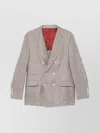 Brunello Cucinelli Linen Blend Double-breasted Jacket With Back Vent