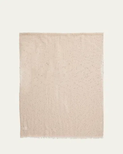 Brunello Cucinelli Linen Blend Embellished Scarf In Neutral