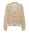 Brunello Cucinelli Linen-blend Foliage Cardigan In Beige