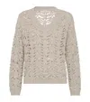 Brunello Cucinelli Linen-blend Foliage Sweater In Beige