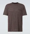 Brunello Cucinelli T-shirt Linen Stretch Striped Pattern In Testa Di Moro/bianco