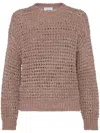 Brunello Cucinelli Rustic Dazzling Net Sweater In Pink