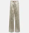 Brunello Cucinelli Mid-rise Linen-blend Gabardine Wide-leg Pants In Silver